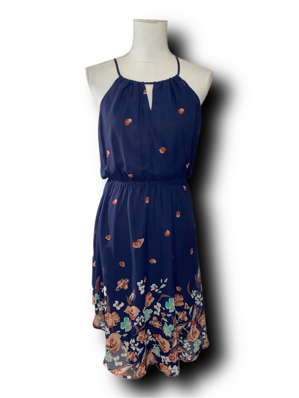 Collective Concepts Tiggy Knee-Length Dress w Keyhole Neckline Dipped Floral
